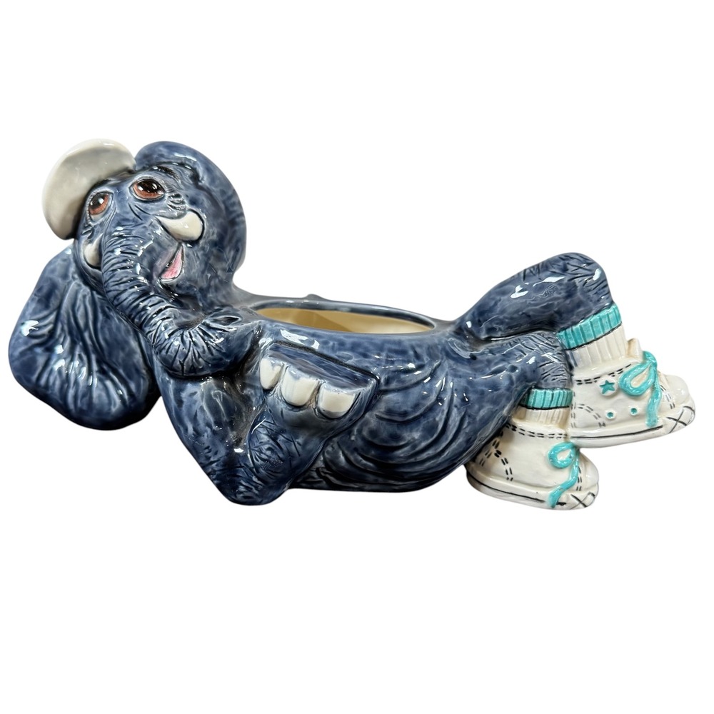Vintage Elephant Planter Ceramic Novelty Animal 70s Retro‎ Hand Made Hawaii
